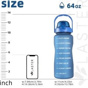 Blue Motivational Water Bottle 64oz